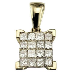 14 Karat Gelbgold Diamant-Anhänger mit Prinzessinnenschliff #21194
