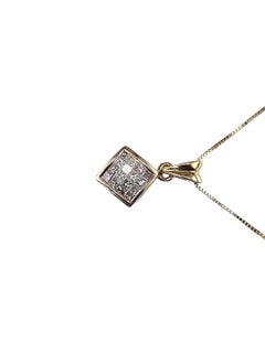 14K Yellow Gold Princess Cut Diamond Pendant Necklace #24462