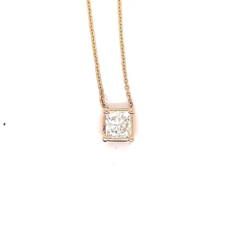 Princess cut diamond necklace yellow gold clearance