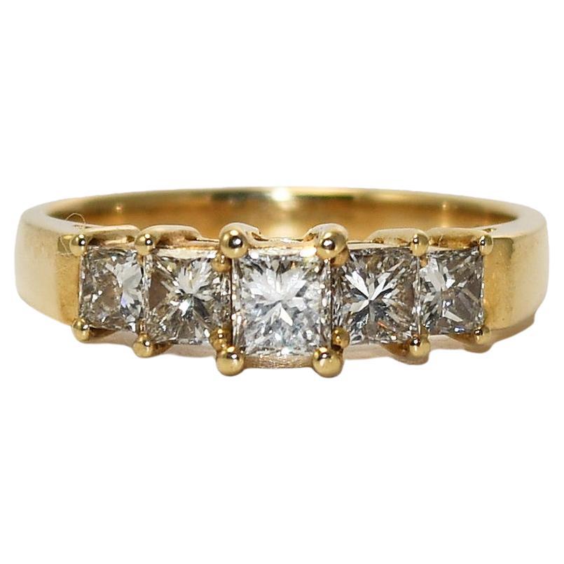 Anillo de diamantes talla princesa de oro amarillo de 14 quilates 1,00 ct