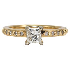 Vintage 14K Yellow Gold Princess Cut Diamond Solitaire Engagement Ring