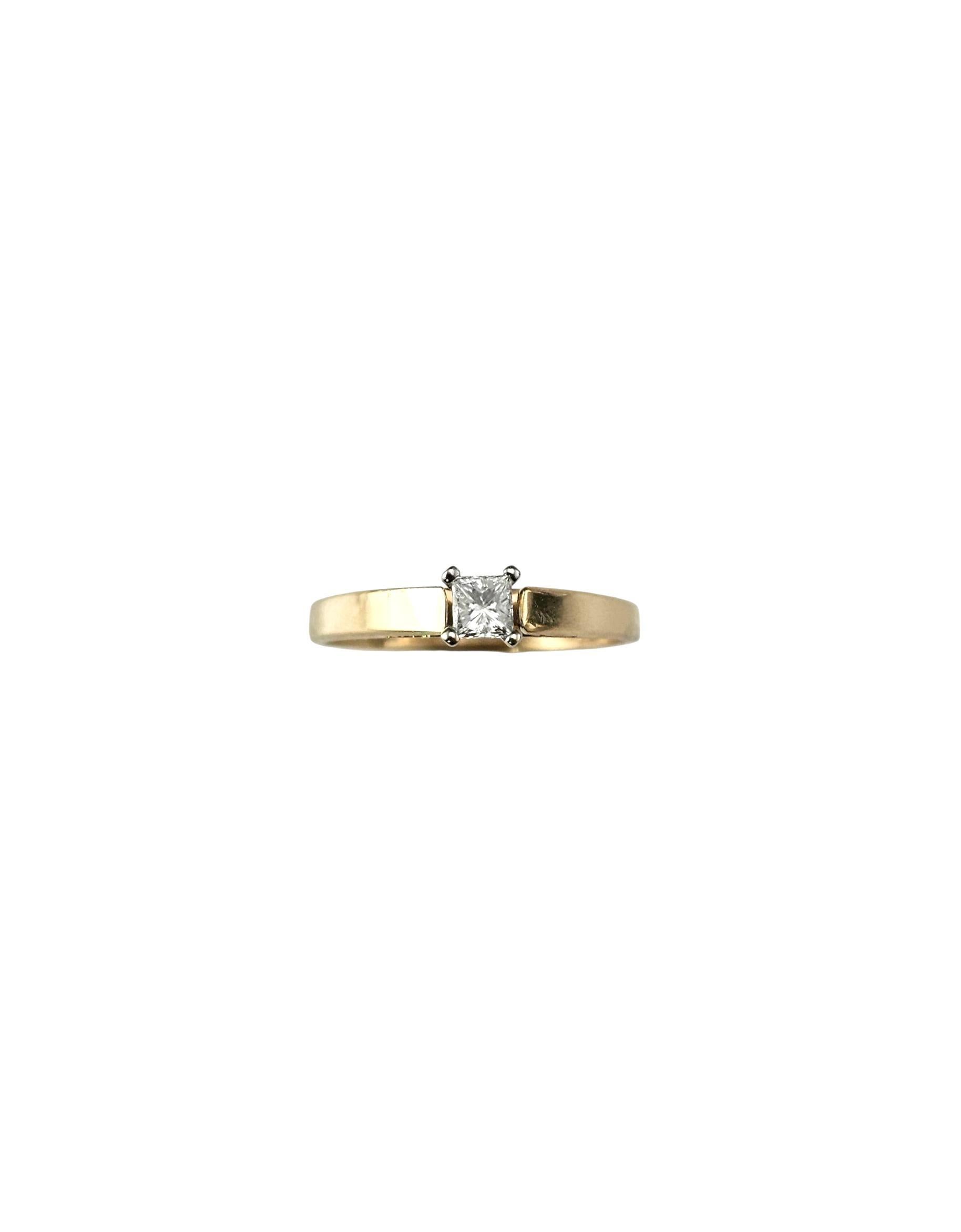 14K Gelbgold Prinzessinnenschliff Diamant Solitär Verlobungsring Größe 7 #23805 im Angebot 1