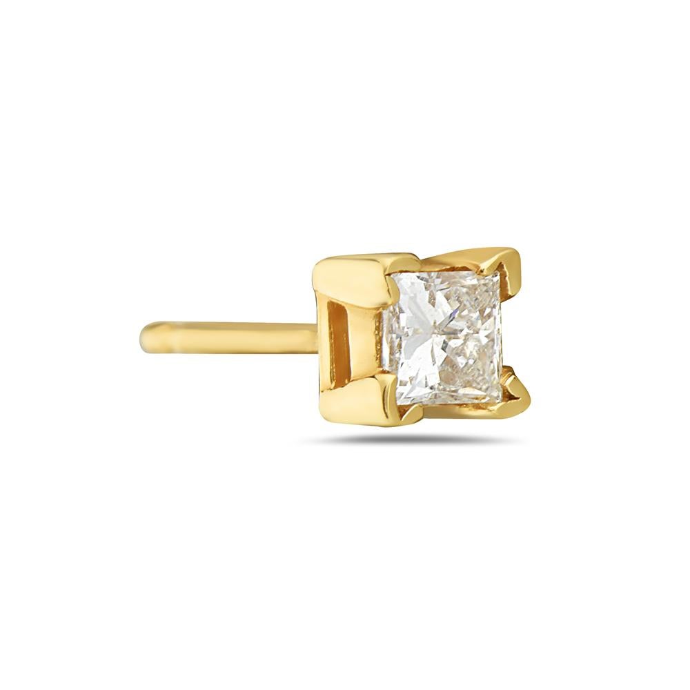 These stud earrings feature 0.35 carats of princess cut diamonds set in 14K yellow gold. Made in USA.

Viewings available in our NYC showroom by appointment.