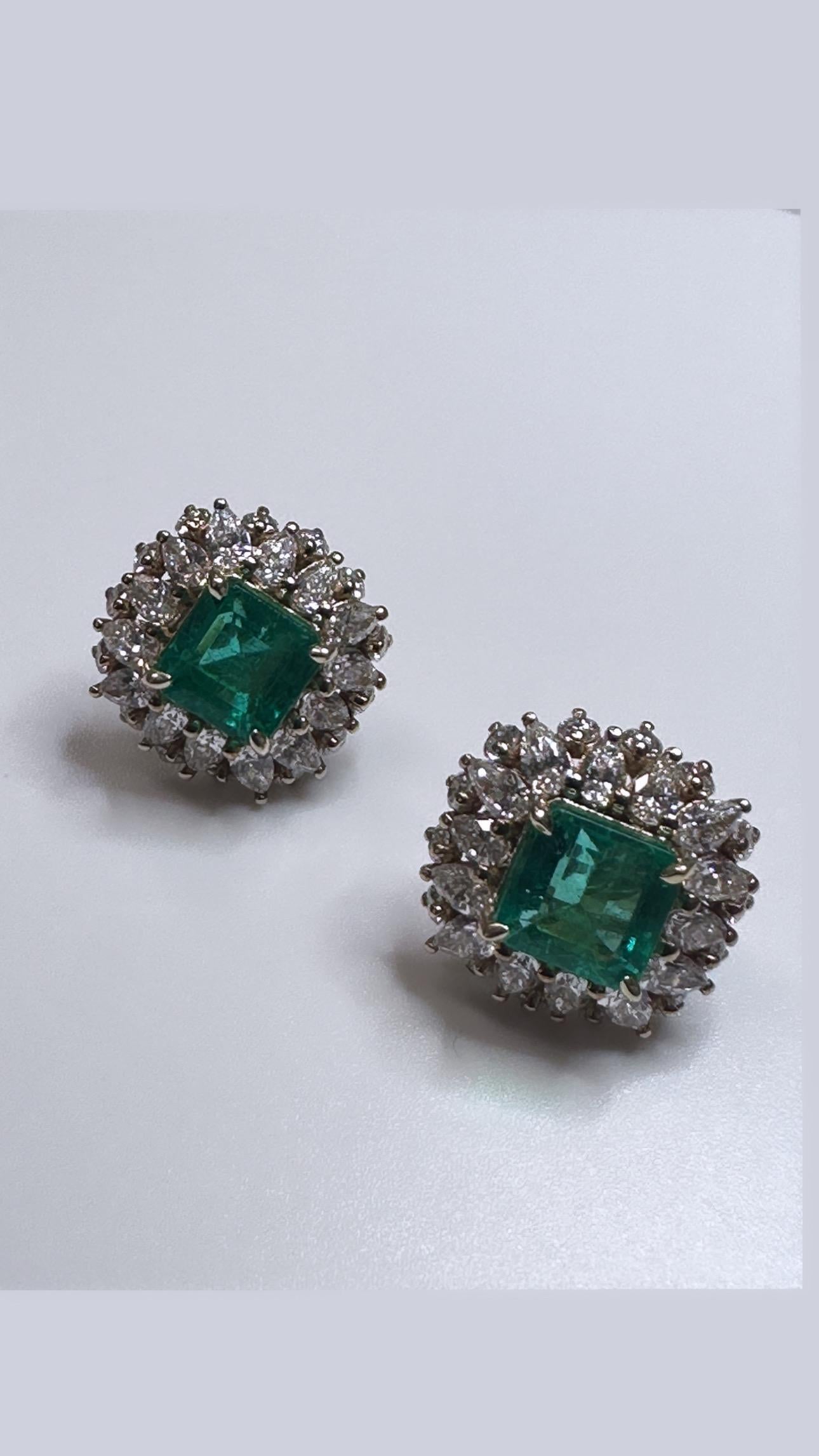 princess cut emerald earrings