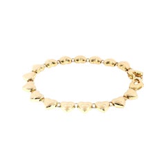 Armband aus 14-karätigem Gelbgold mit Herz-Links, 7" – Vintage