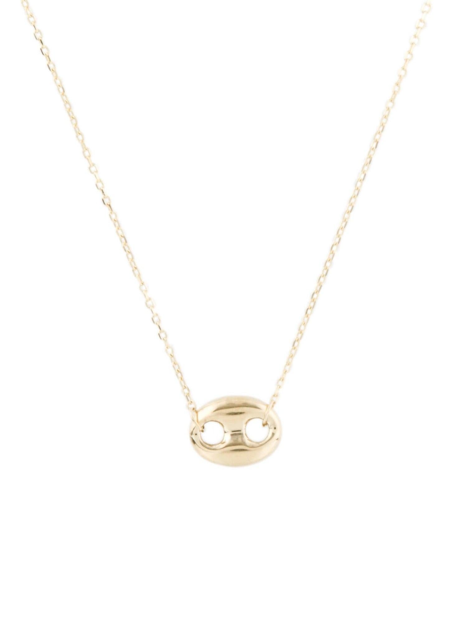 Contemporary 14k Yellow Gold Puff Mariner Link Necklace, Gifts for Her, Necklace For Sale