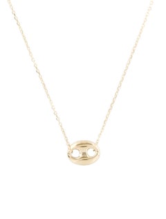 14K Yellow Gold Puff Mariner Necklace for Her