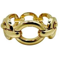 14K Yellow Gold Puffed Oval Link Bracelet, Late 20th Century