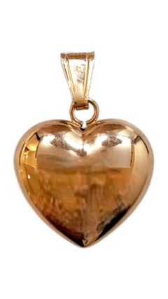 14K Yellow Gold Puffy Heart Charm Pendant #20525