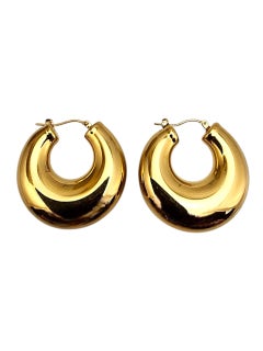 14K Yellow Gold Puffy Hoop Earrings #22716