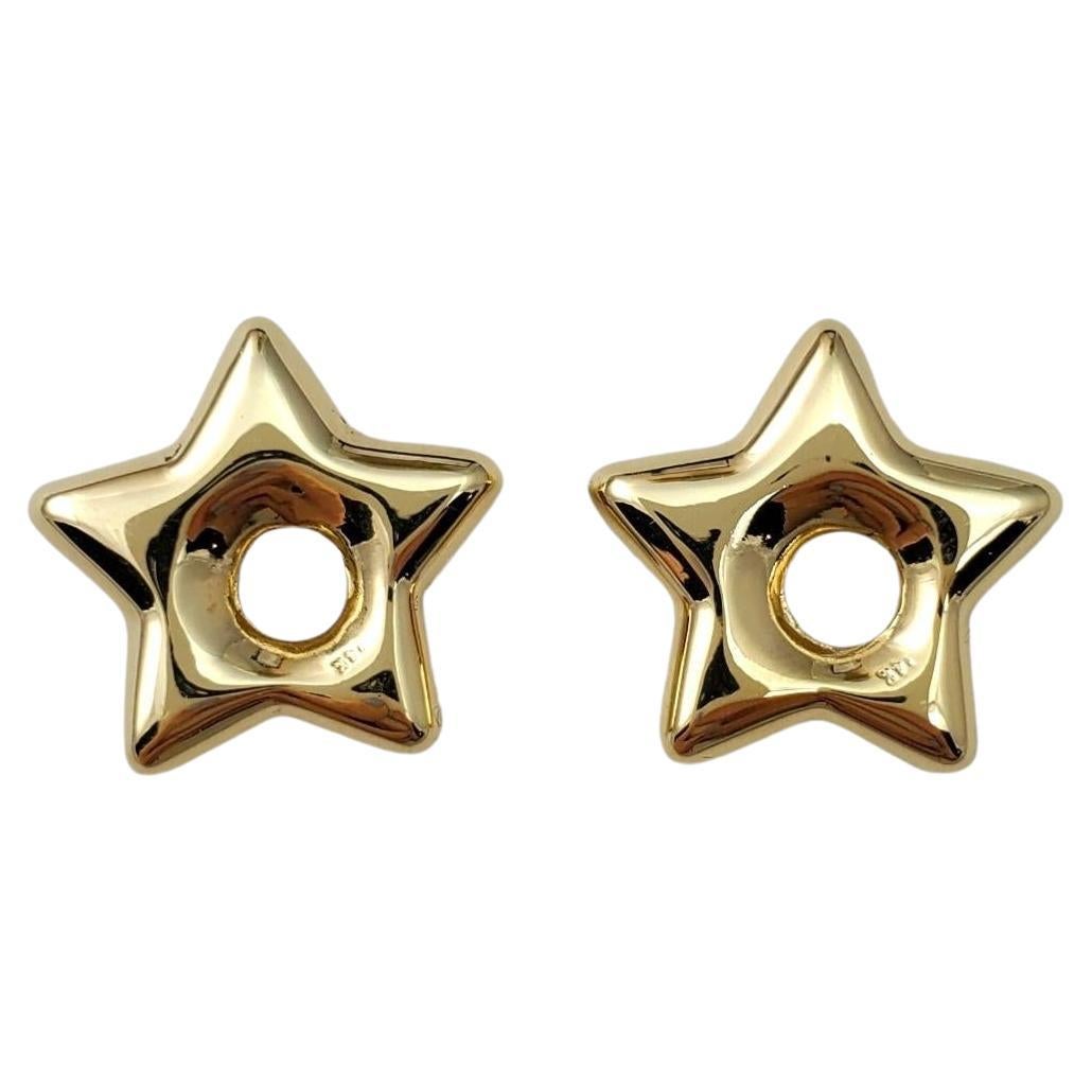 14K Gelbgold Puffy Star Hoop Akzent-Anhänger #16667