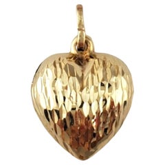14K Yellow Gold Puffy Textured Heart Charm #17930