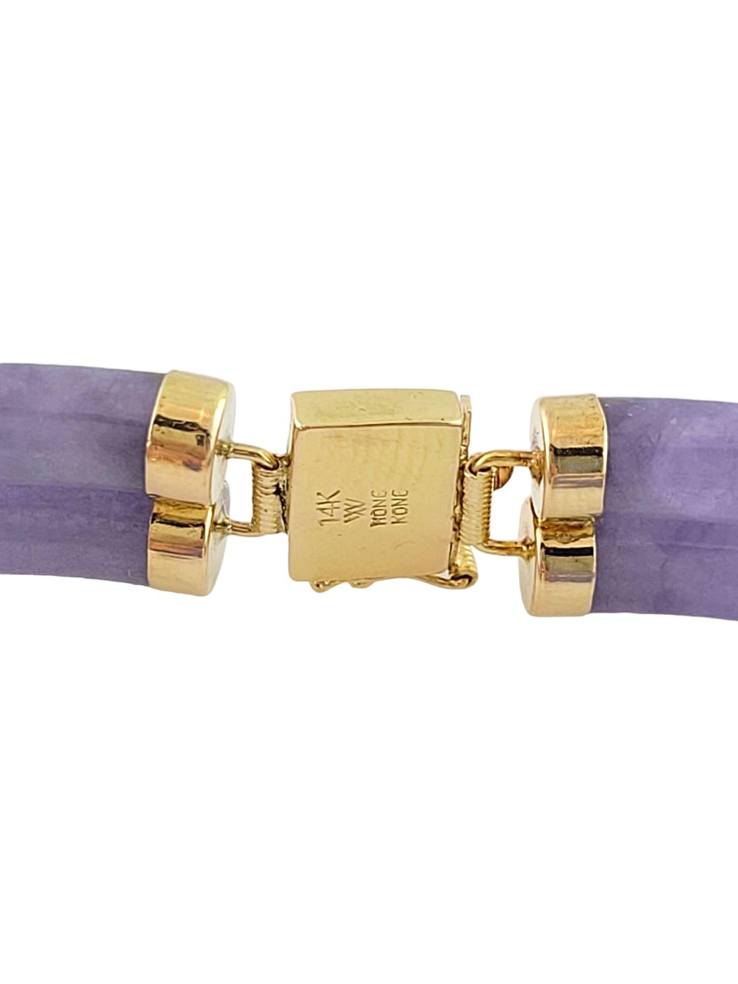 Vintage 14K Yellow Gold Purple Jade Bracelet

This gorgeous bracelet uses 14K yellow gold to chain together beautiful purple jade stones!

Size: 7