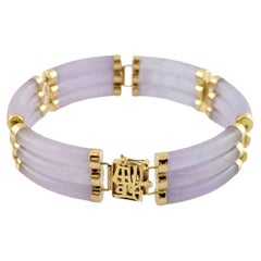 14k Yellow Gold Purple Jade Bracelet
