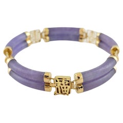 14k Yellow Gold Purple Jade Bracelet