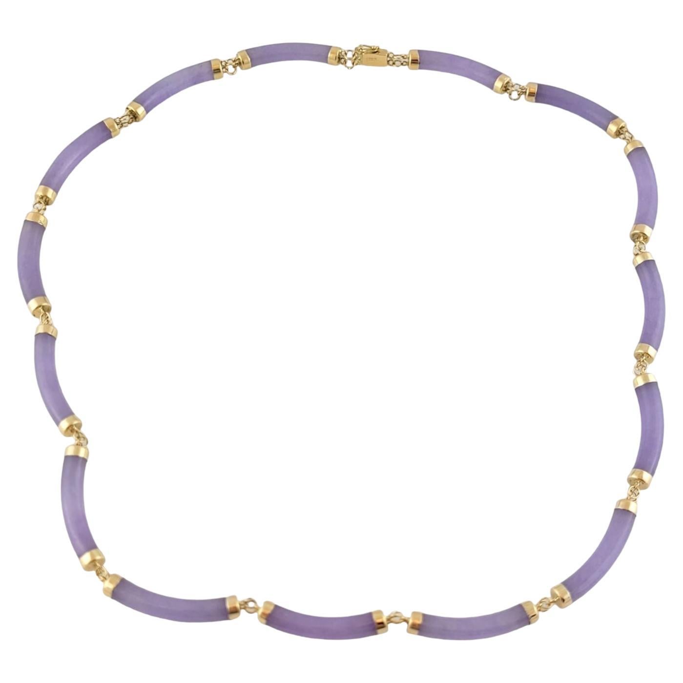 14k Yellow Gold Purple Jade Necklace