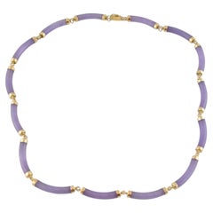 Collana di giada viola in oro giallo 14k