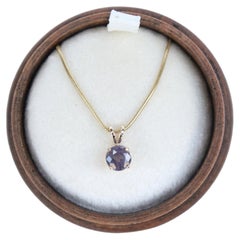 14k Yellow Gold Purple Sapphire Necklace