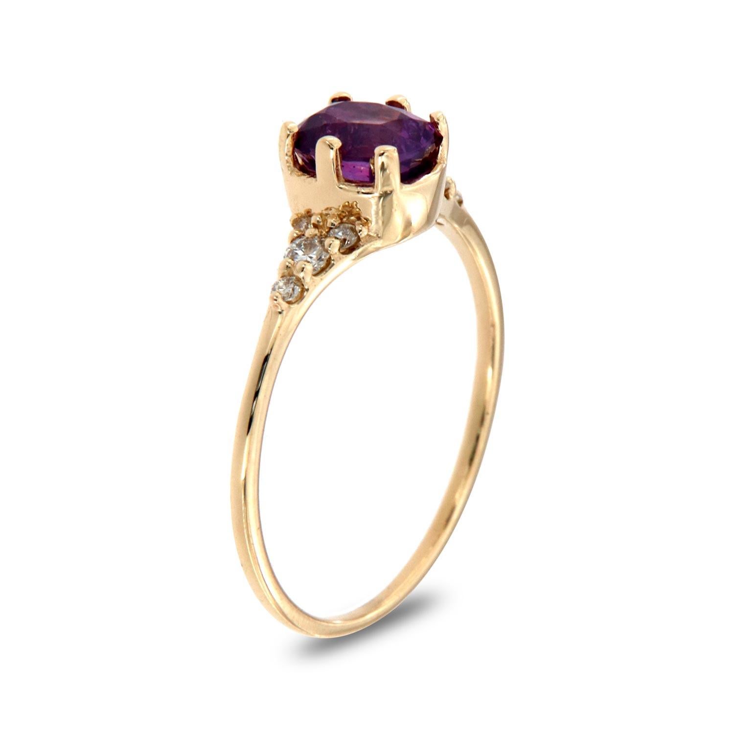 This petite rustic organic designed ring is impressive in its vintage appeal, featuring a natural purplis pink Elongated Cushion sapphire, accented with round brilliant diamonds. Experience the difference in person!

Product details: 

Center