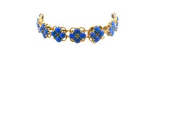 14k Gelbgold Quatrfoil-Muster Lapis-Scheiben-Armband