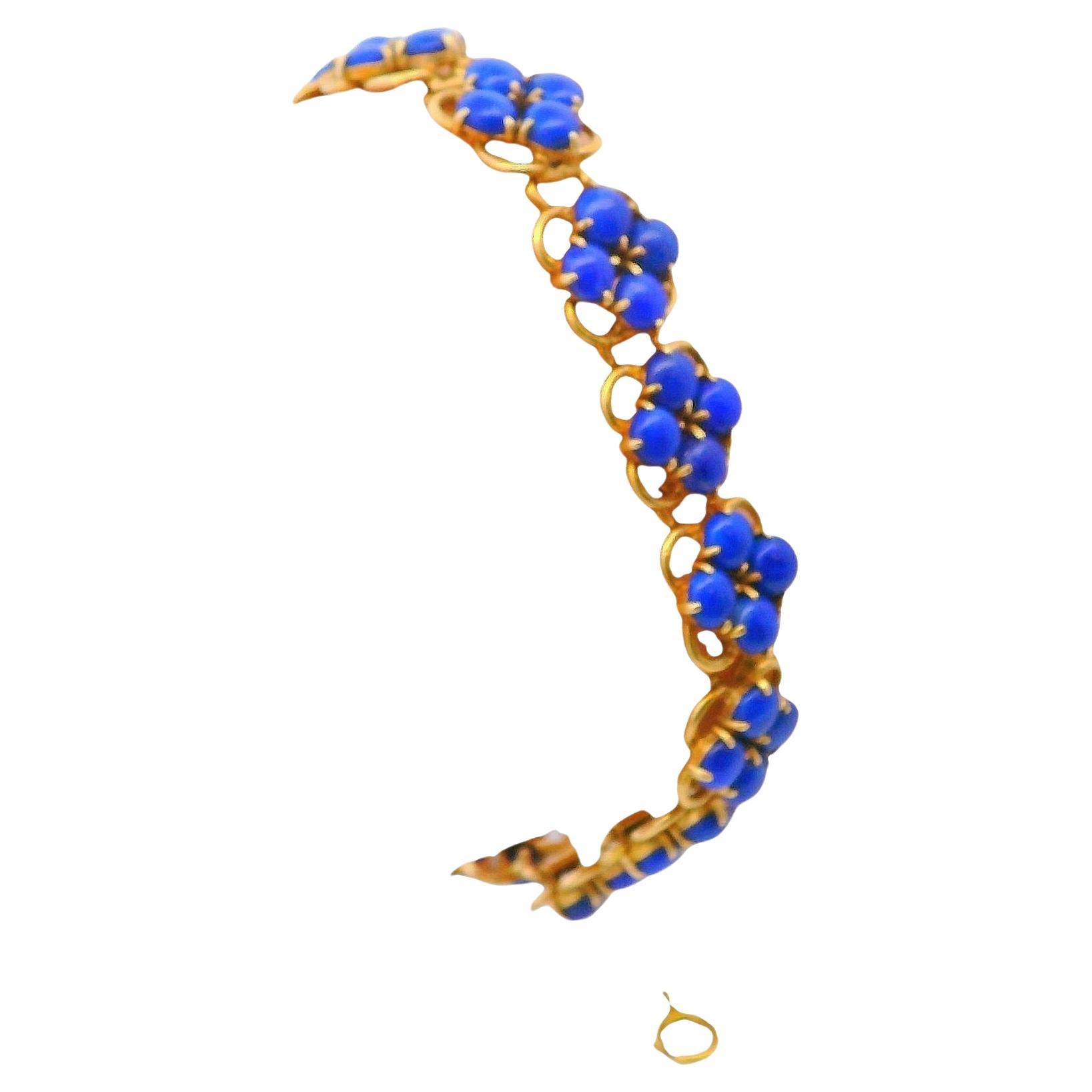 Bracciale con dischi di lapis a forma di quatrfoil in oro giallo 14k