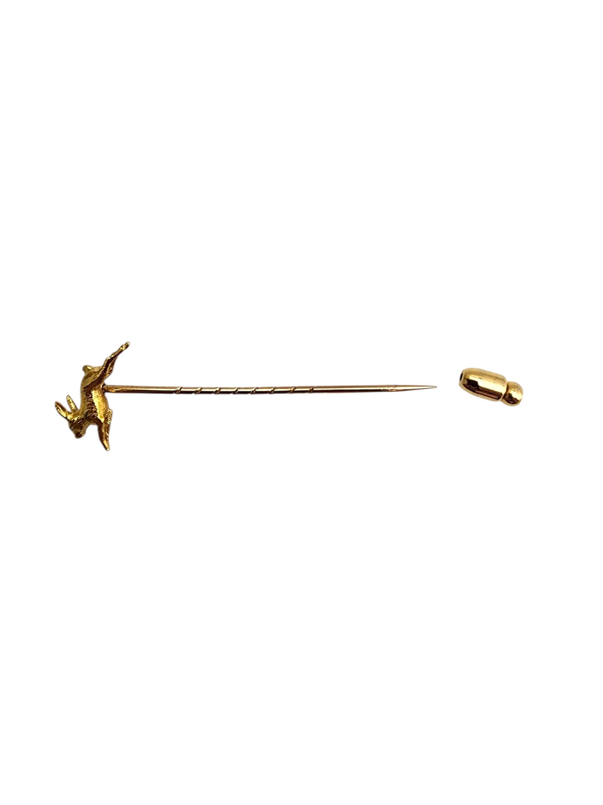 Spilla a bastone coniglio in oro giallo 14K #22771 In condizioni buone in vendita a Washington Depot, CT