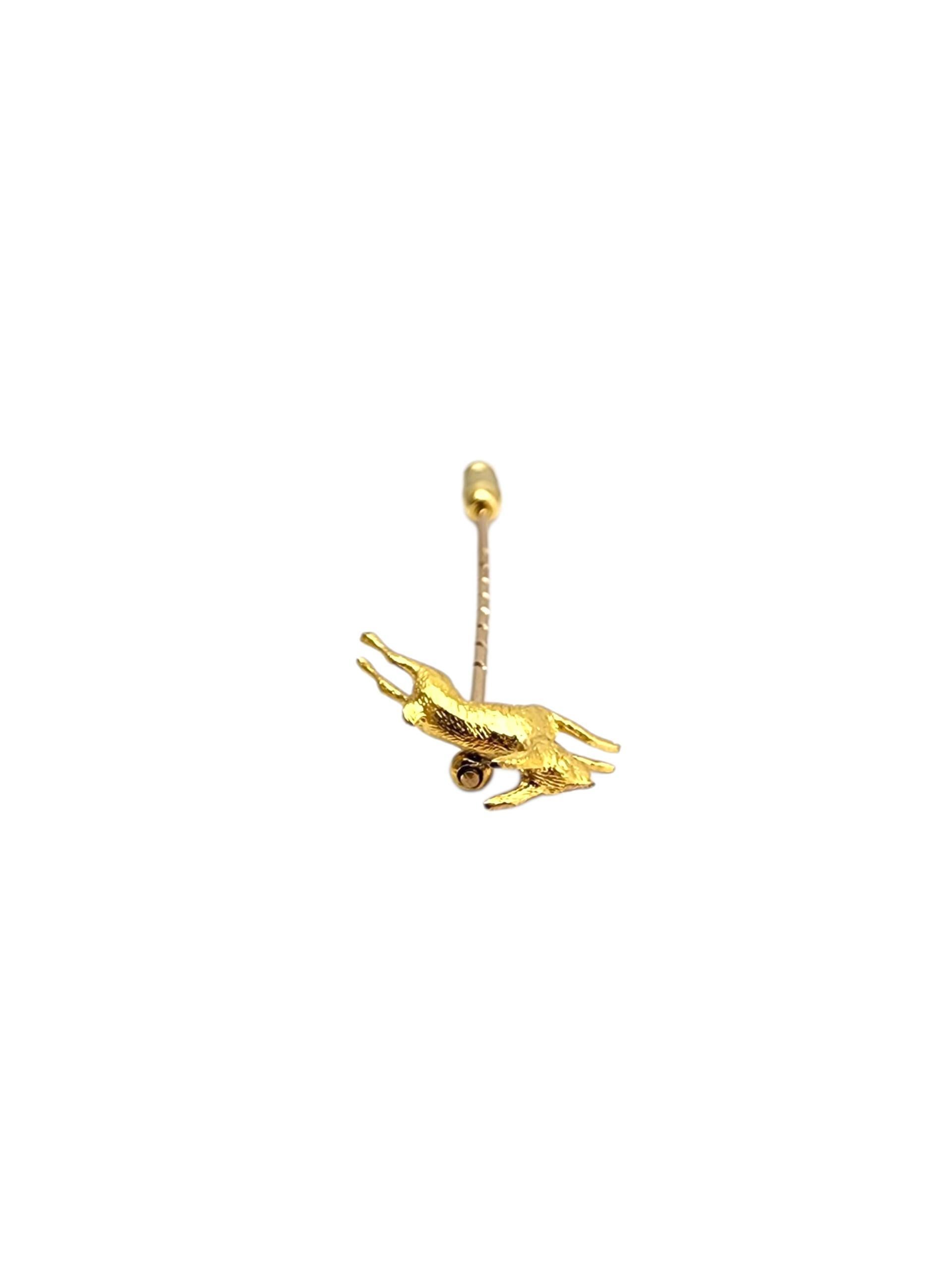 Spilla a bastone coniglio in oro giallo 14K #22771 in vendita 1