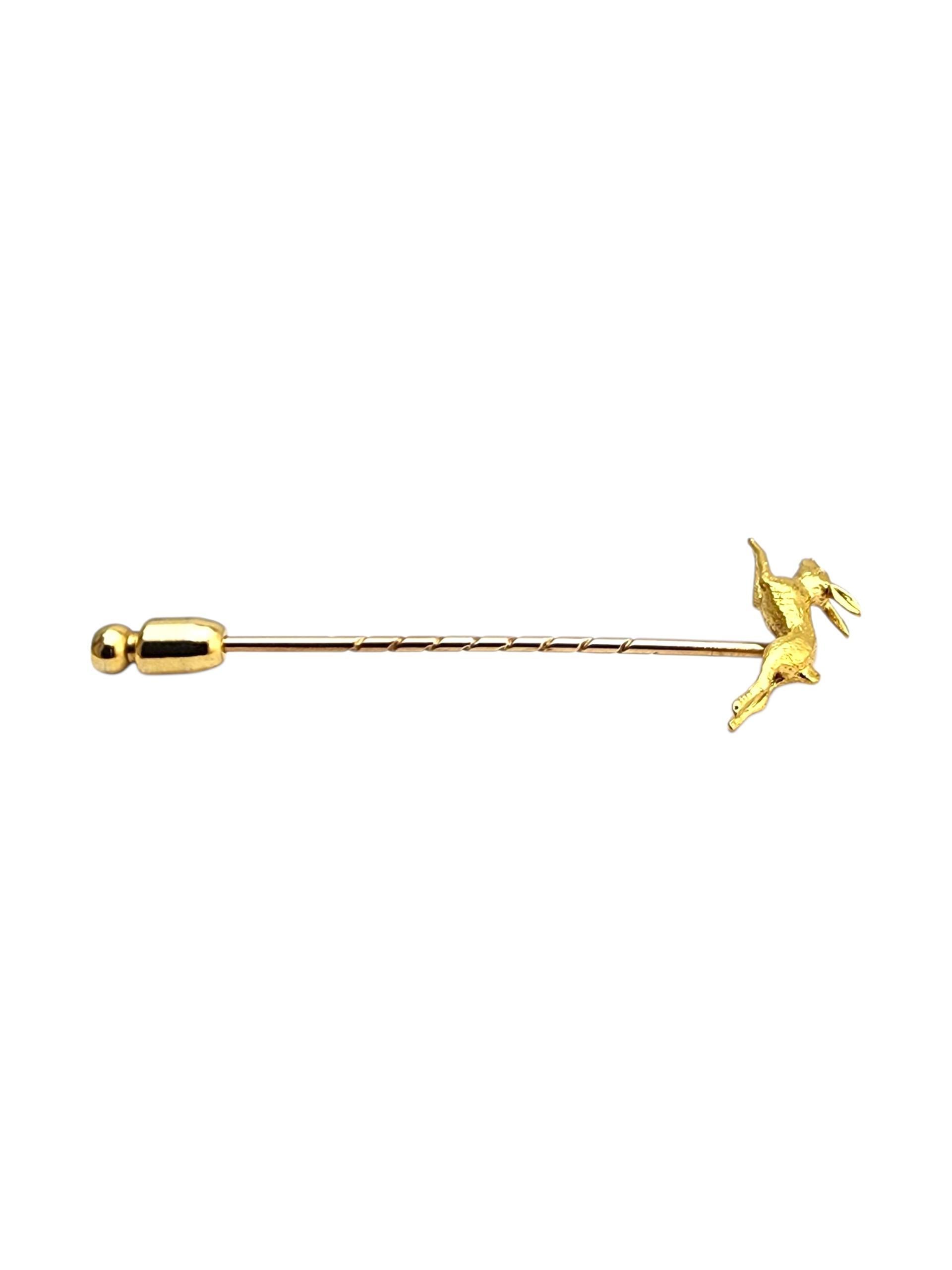 Spilla a bastone coniglio in oro giallo 14K #22771 in vendita 2