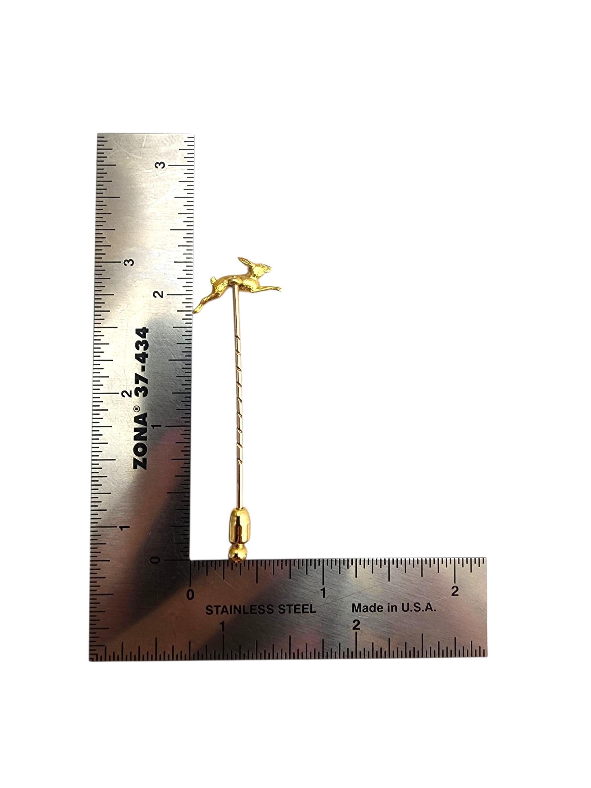 Spilla a bastone coniglio in oro giallo 14K #22771 in vendita 3