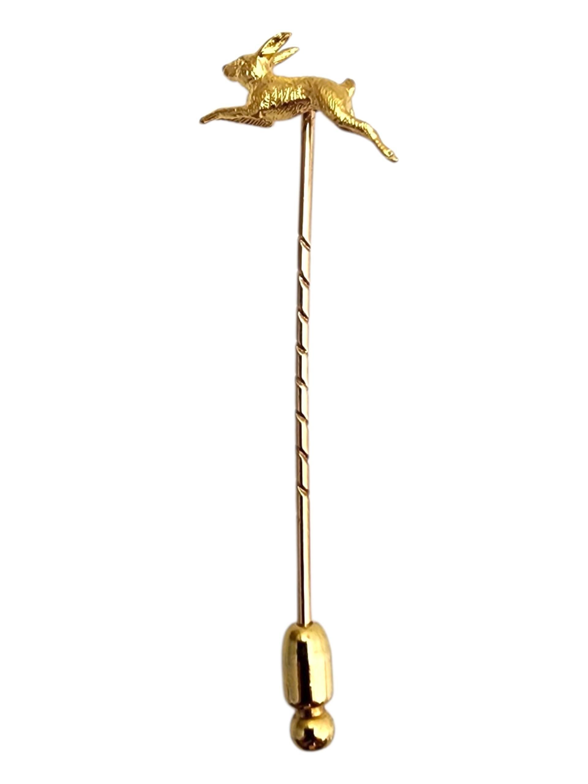 Spilla a bastone coniglio in oro giallo 14K #22771 in vendita