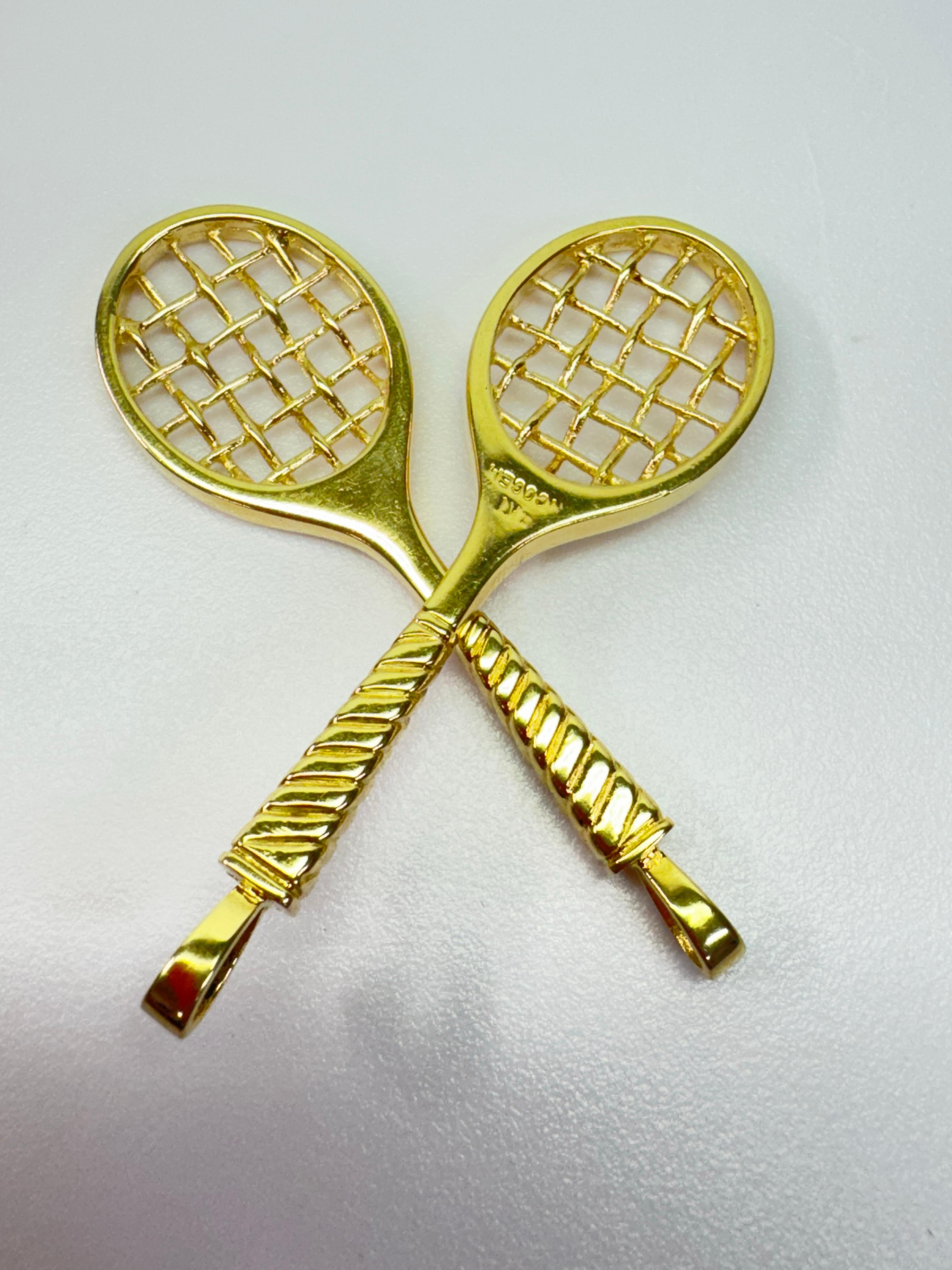 Pendentif raquette en or jaune 14K par INCOGEM en vente 2