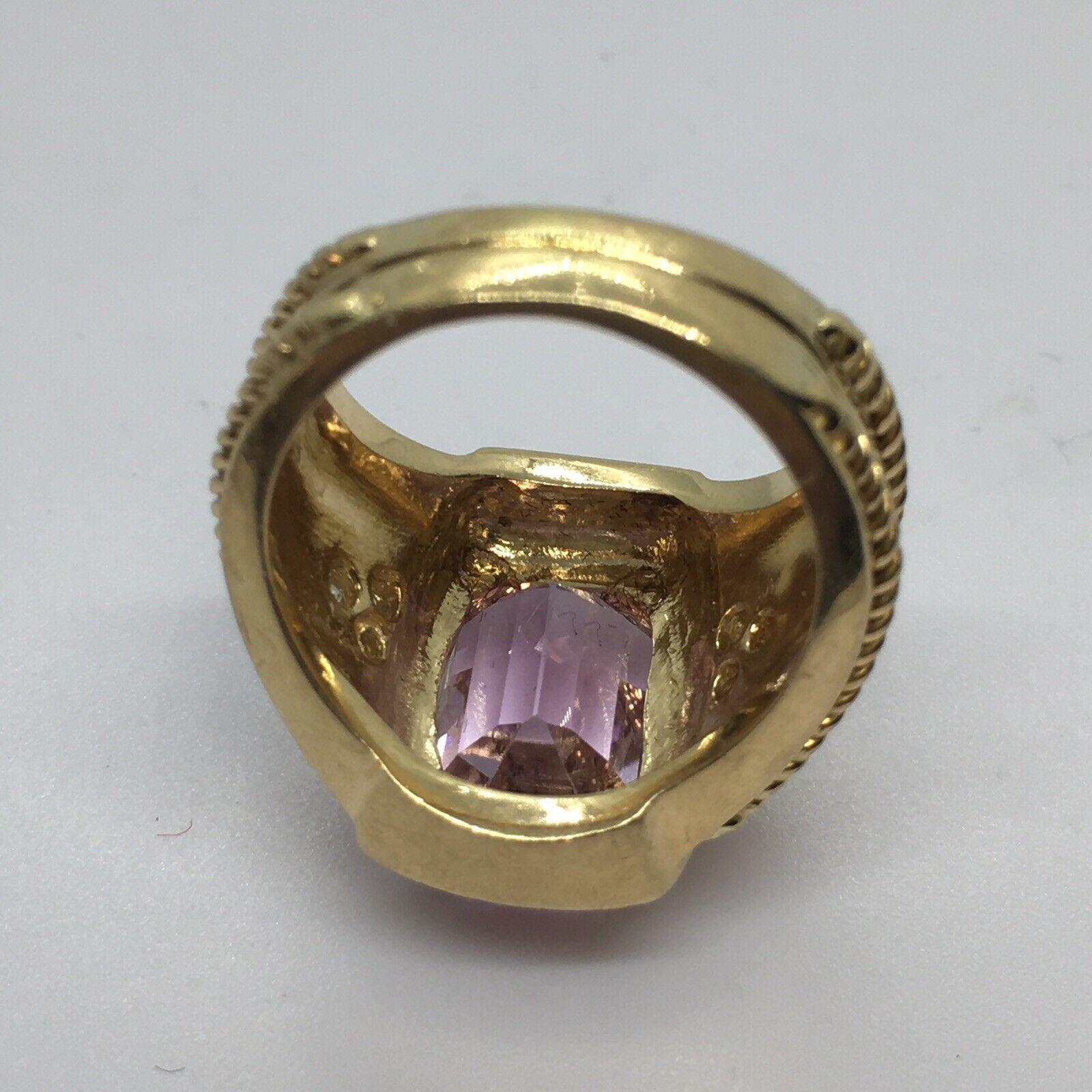 14k Gelbgold Strahlenschliff 5 Karat natürlicher Kunzit .5 Karat Diamantring Damen