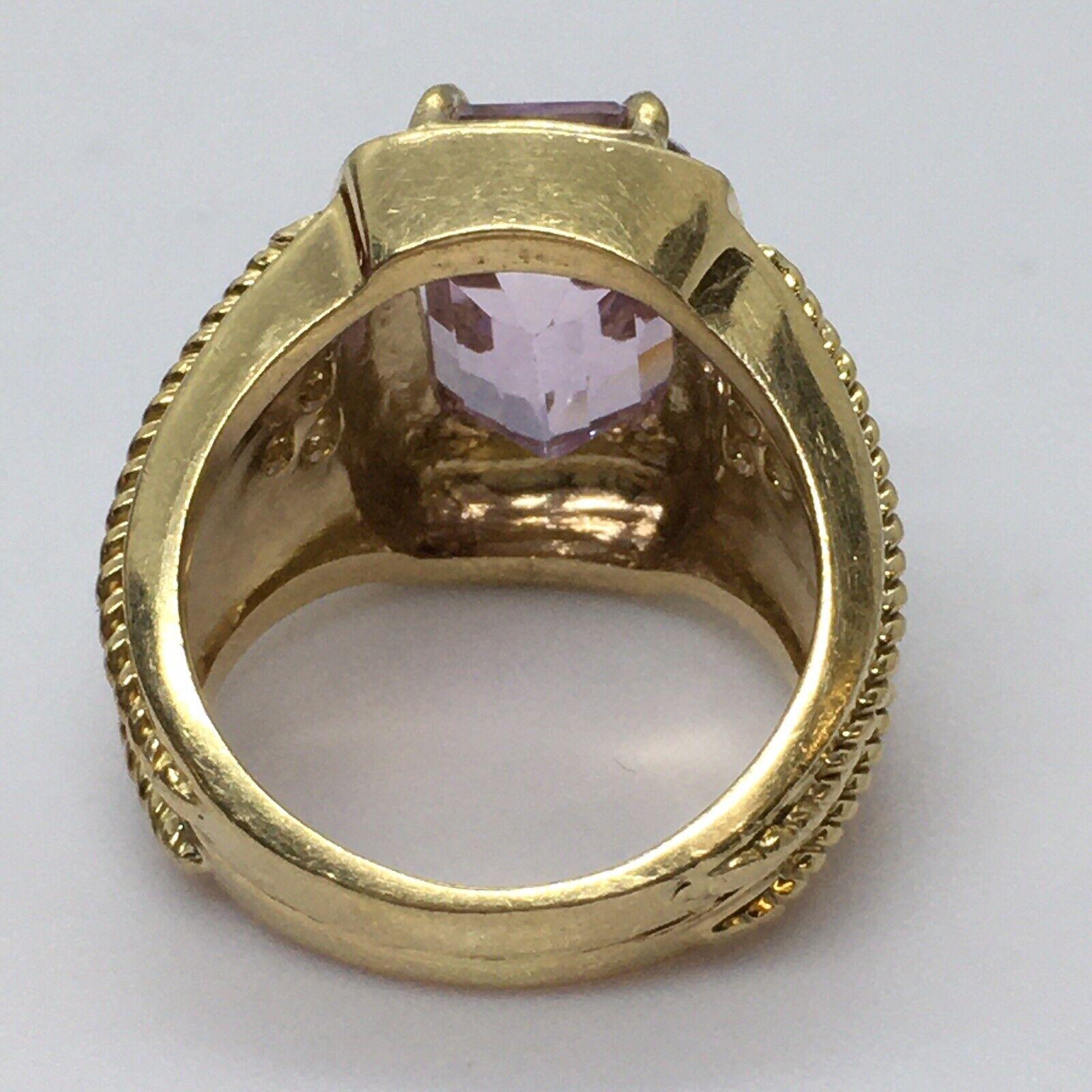 14k Gelbgold Strahlenschliff 5 Karat natürlicher Kunzit .5 Karat Diamantring (Modernistisch)