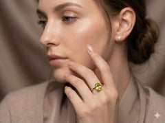 14K Yellow Gold Radiant Oval Cut Peridot Solitaire Ring