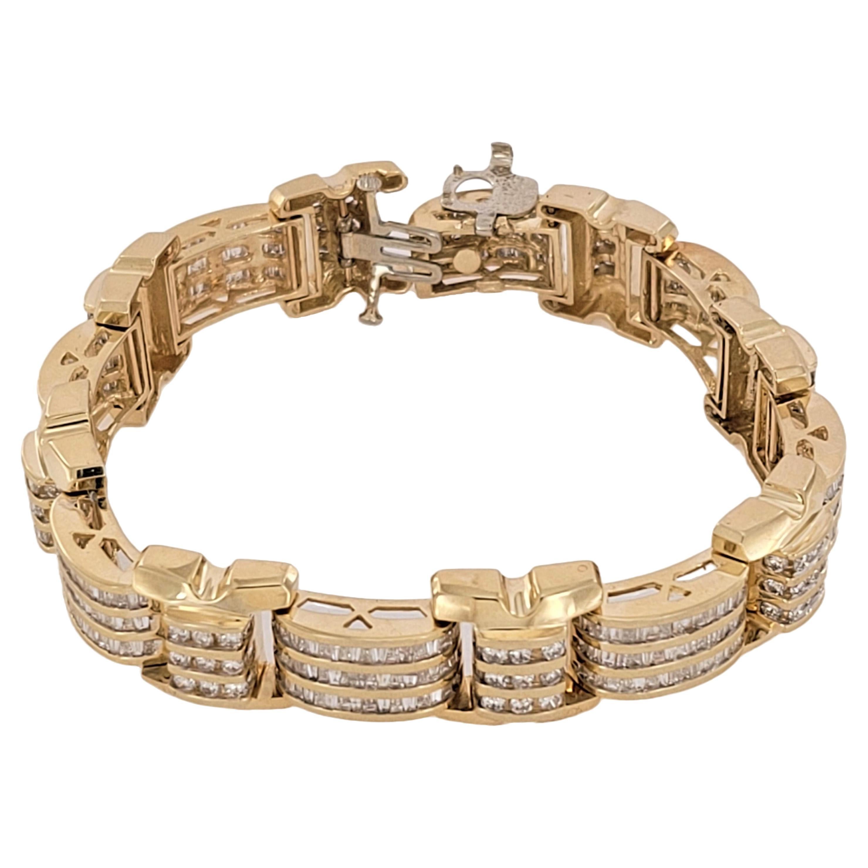 14 Karat Gelbgold Eisenbahn-Eisenbahnarmband mit Diamanten 17,5 Karat