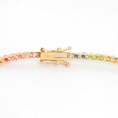 14 Karat Gelbgold Regenbogen-Saphir-Armband