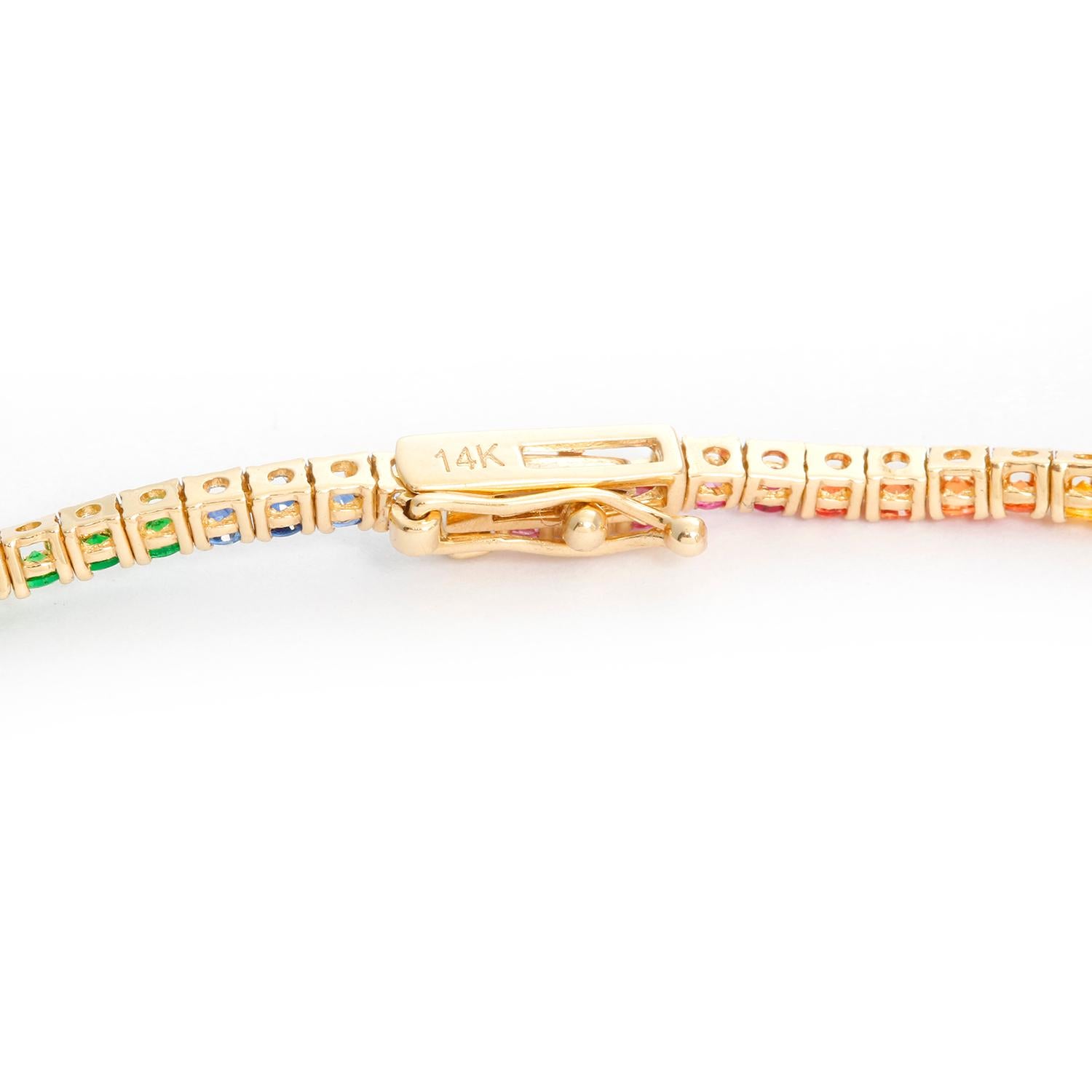 Women's 14 Karat Yellow Gold Rainbow Sapphire Necklace