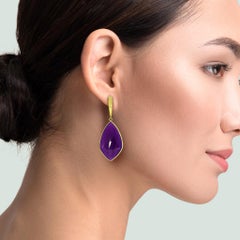 14k Yellow Gold Rare Collectible Gel Sugilite Earrings