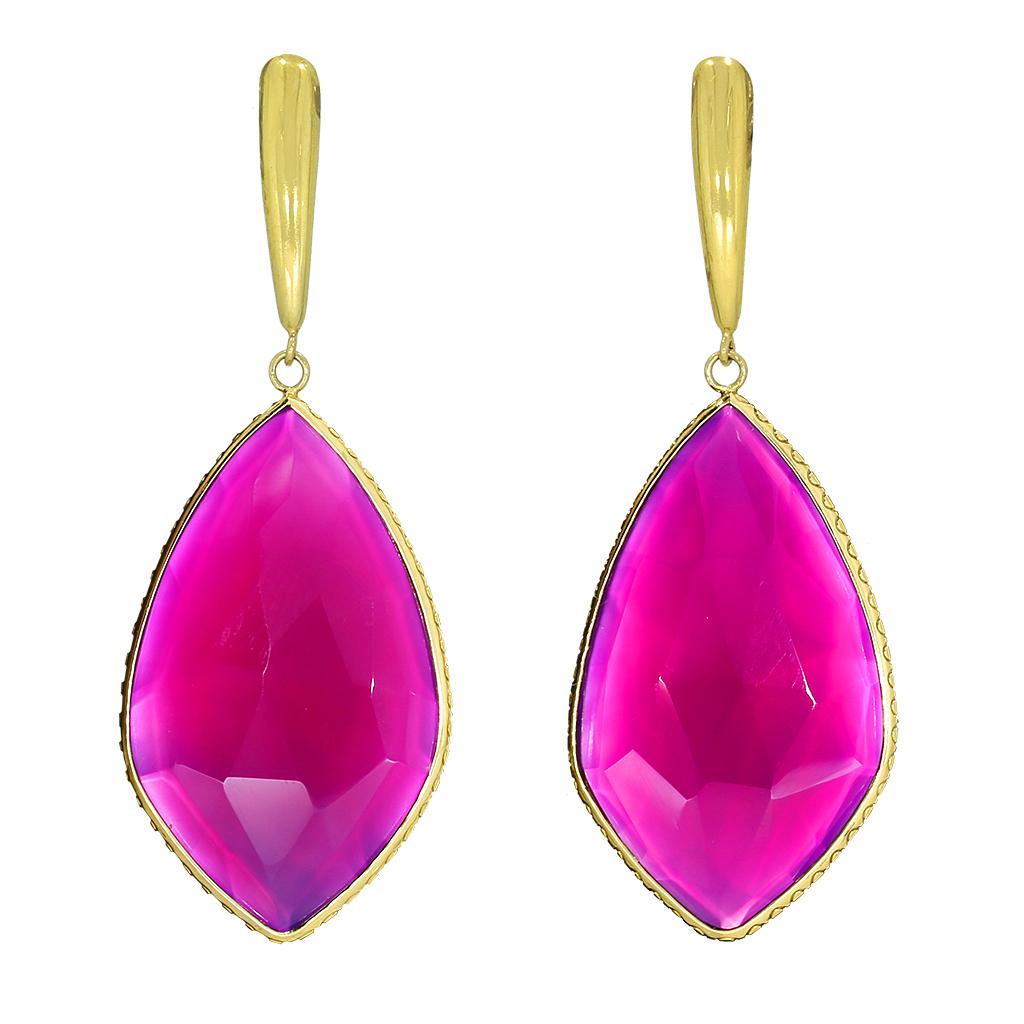 14k Yellow Gold Rare Collectible Gel Sugilite Earrings In Excellent Condition For Sale In Fuquay Varina, NC