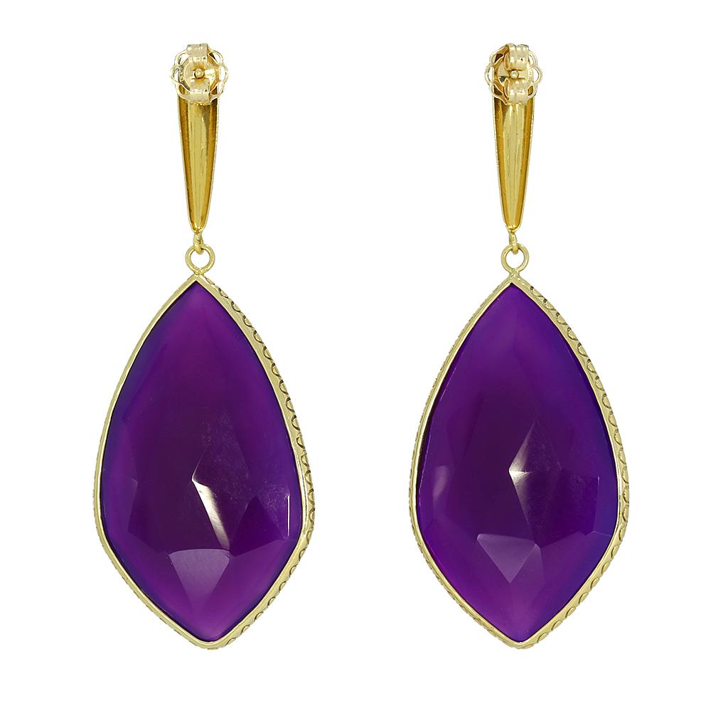 14k Yellow Gold Rare Collectible Gel Sugilite Earrings For Sale 1