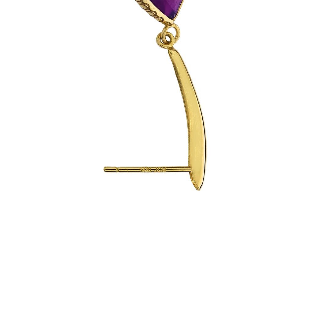 14k Yellow Gold Rare Collectible Gel Sugilite Earrings For Sale 2