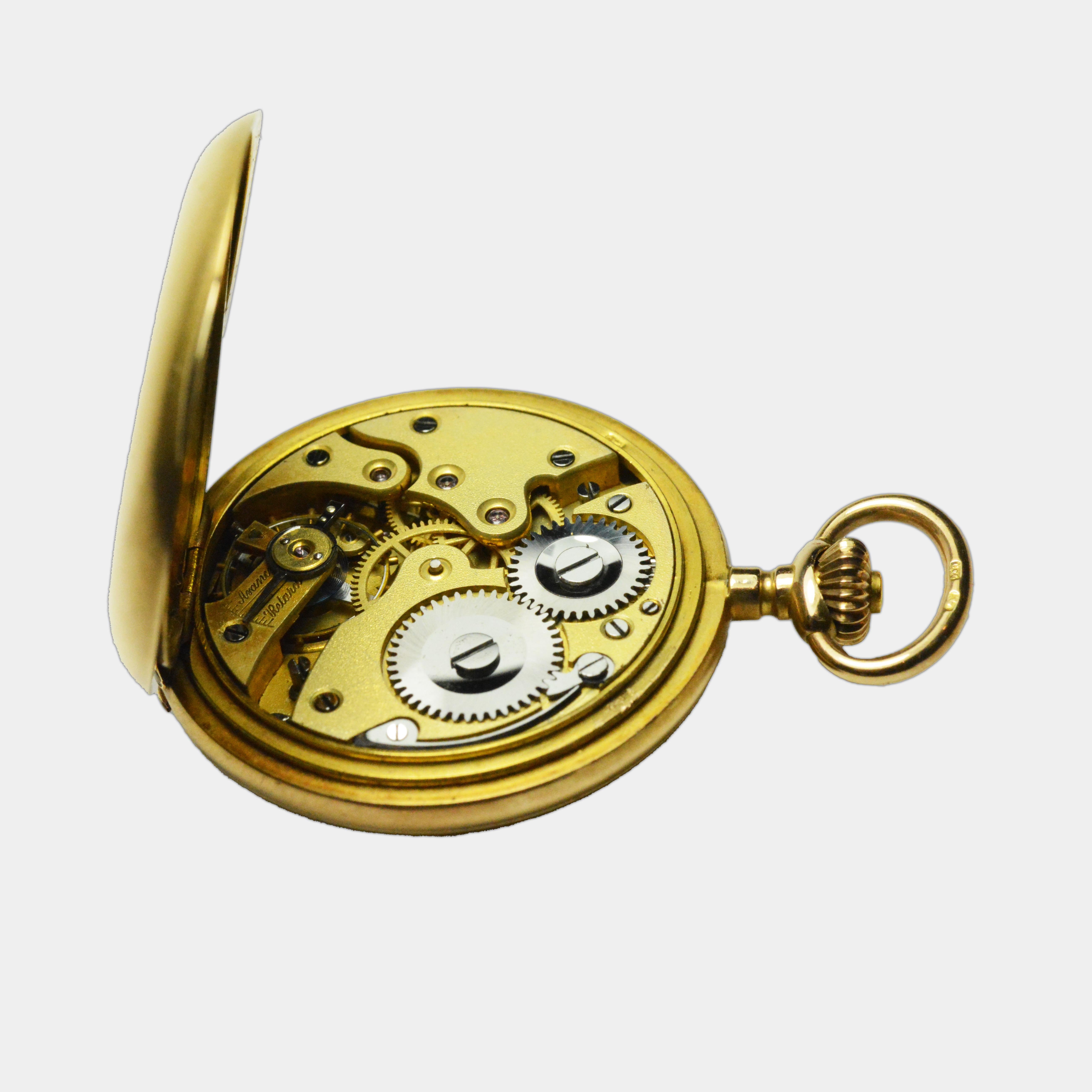 14K Yellow Gold Rare Locle Diamond Pocket Watch In Excellent Condition In Laguna Beach, CA