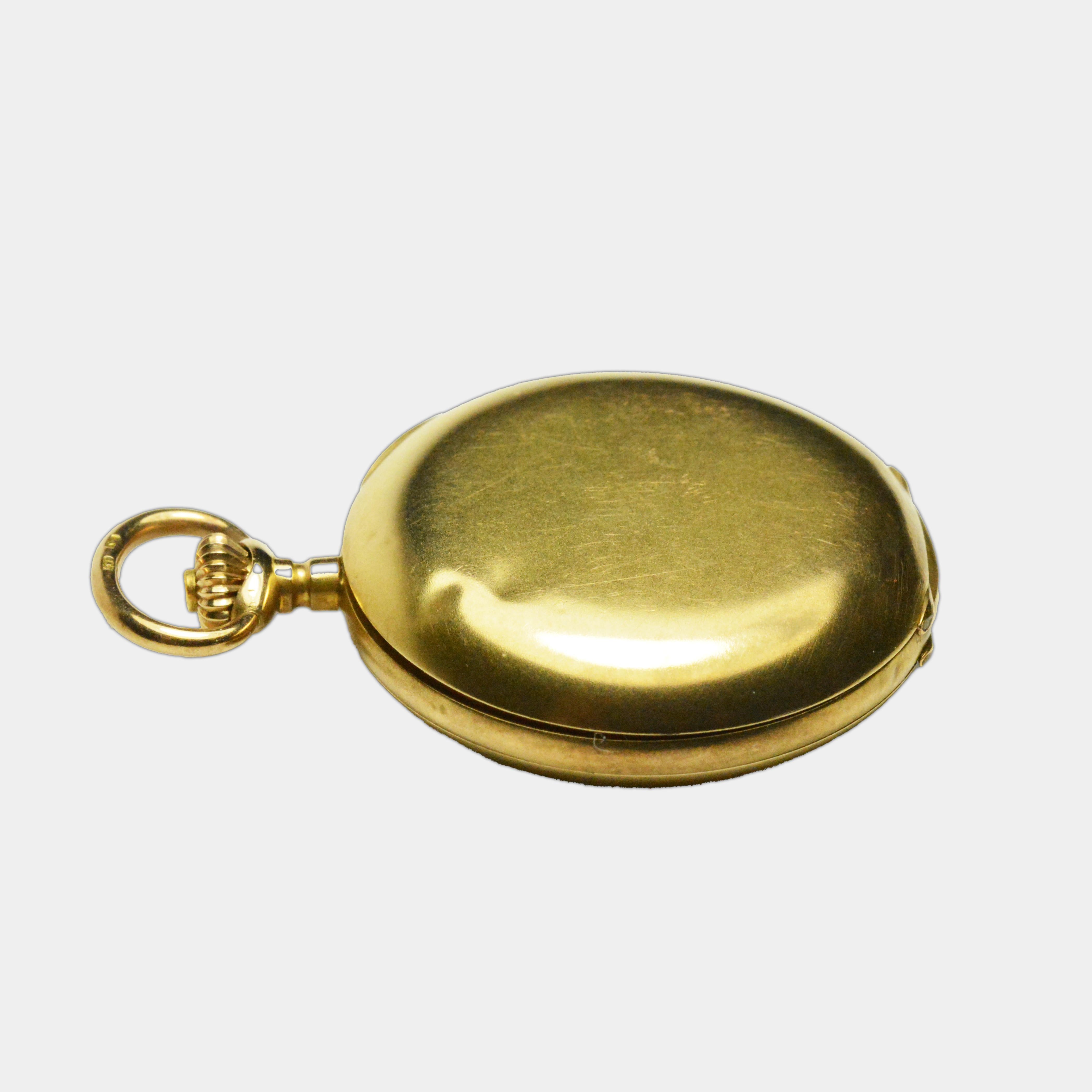 Women's or Men's 14K Yellow Gold Rare Locle Diamond Pocket Watch