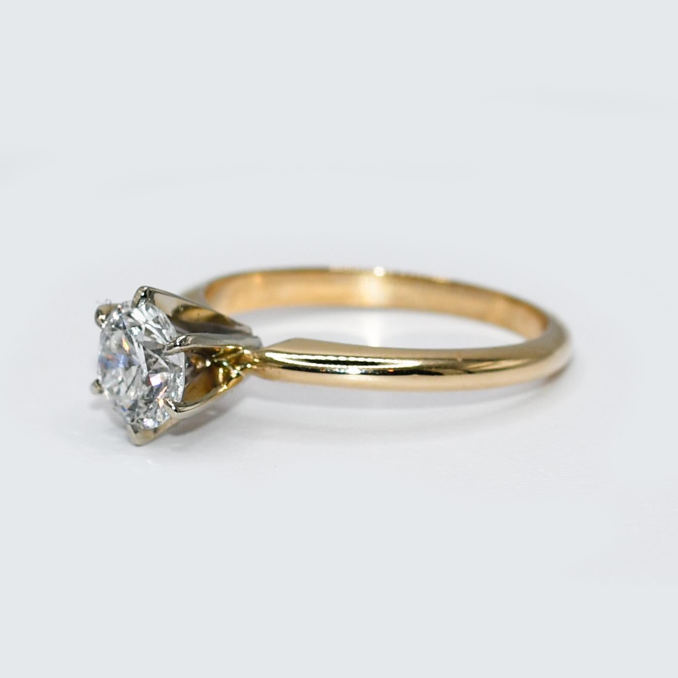 14K Yellow Gold RBC Diamond Solitaire Ring G-H, i1 0.97TDW, 2.8gr For Sale 1