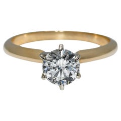 Used 14K Yellow Gold RBC Diamond Solitaire Ring G-H, i1 0.97TDW, 2.8gr
