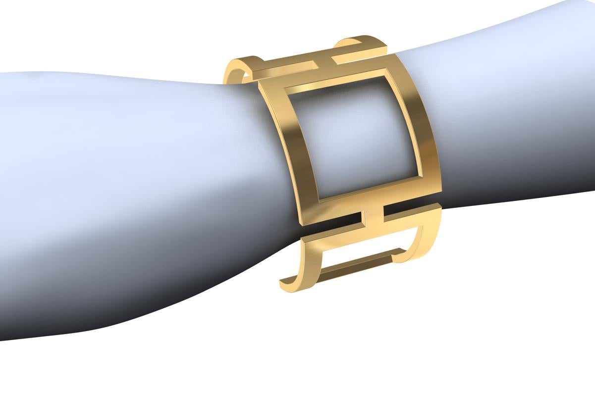 Bracelet manchette rectangulaire en or jaune 14 carats en vente 4