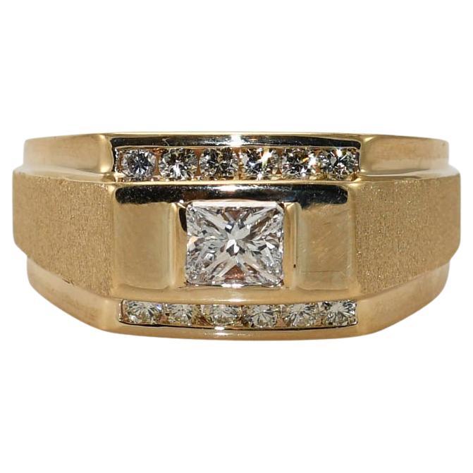 14K Yellow Gold Rectangle Diamond Ring 0.88ct