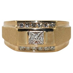 Vintage 14K Yellow Gold Rectangle Diamond Ring 0.88ct