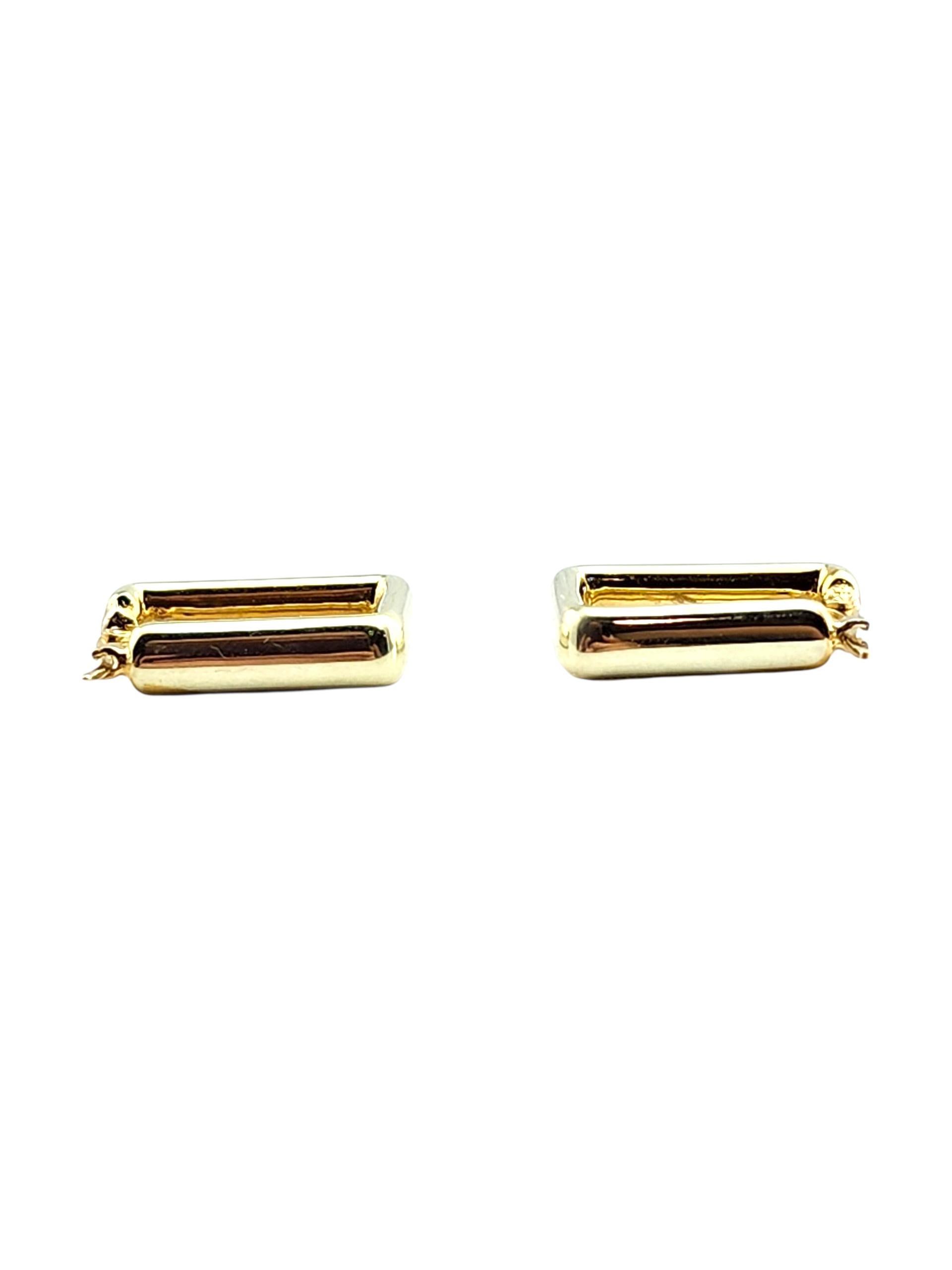 Pendientes de aro rectangulares de oro amarillo de 14 quilates #21954 en venta 1