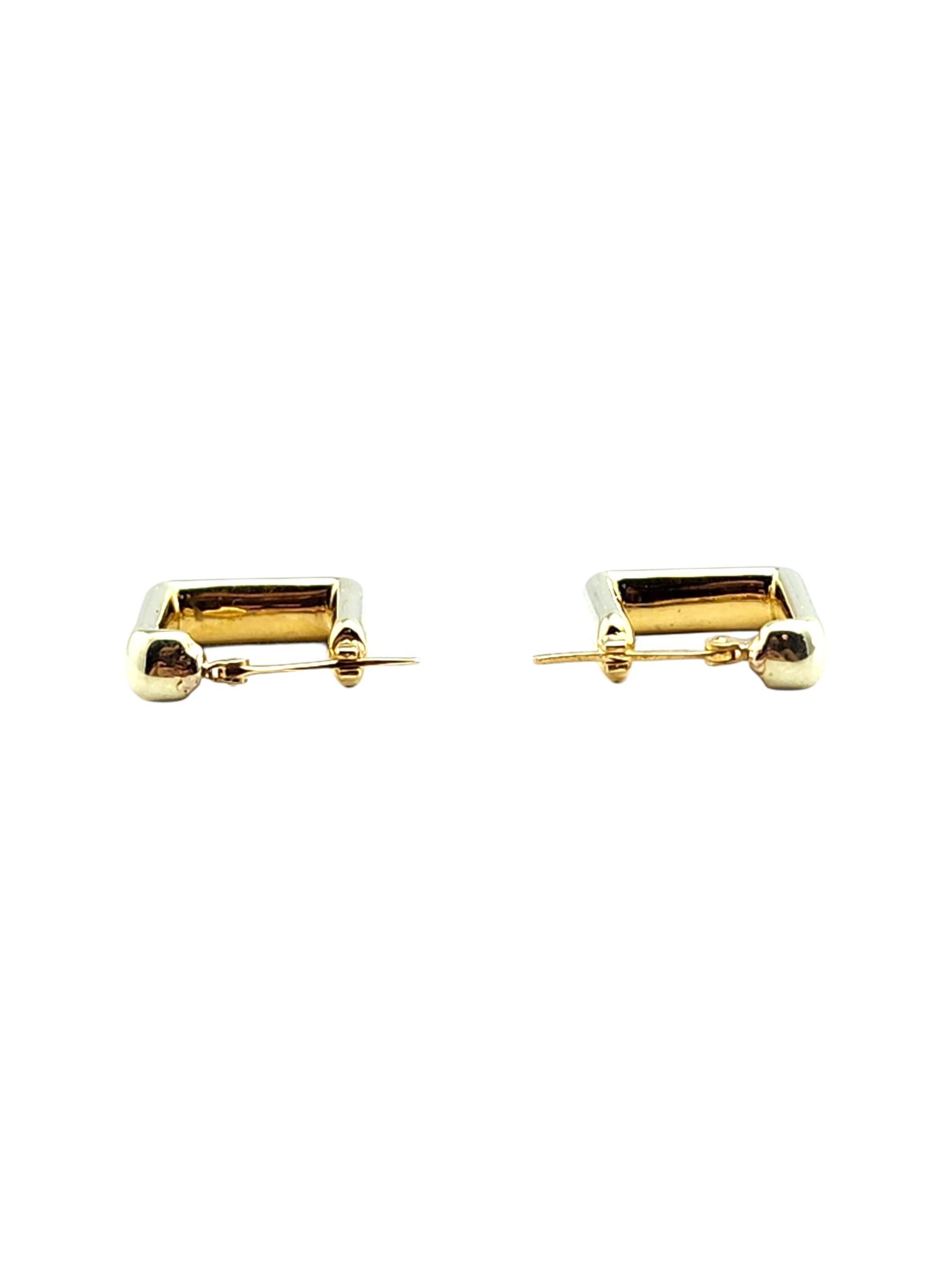 Pendientes de aro rectangulares de oro amarillo de 14 quilates #21954 en venta 2